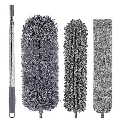 4 kpl Mikrokuitupölyhuiska-setti jatkovarrella 76-279 cm korkeisiin kattoihin hämähäkinseittien puhdistukseen