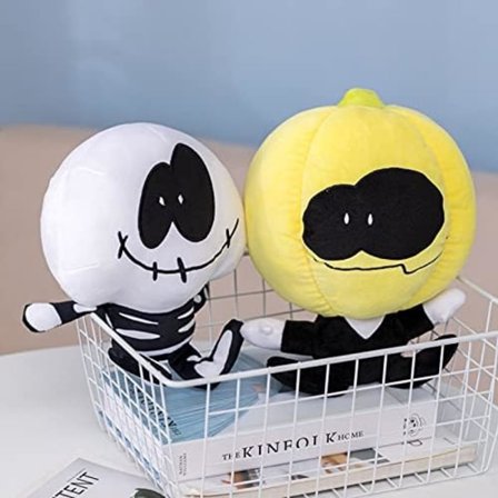 2 stk. Pump and Skid Plysjdukke Leker, 30 cm myke utstoppede Friday Night Funkin Plysjsett, Skid and Pump Plysj Spooky Month Plysj (30 cm)