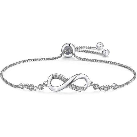 Double Heart 925 Sterling Silver Valkoinen Kultapinnoitettu Rannekoru