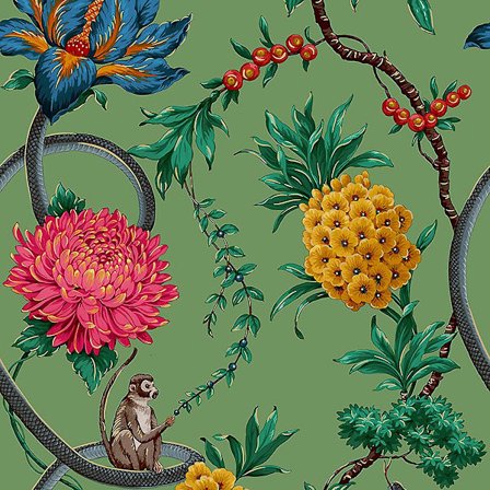 Forbidden Fruit Kukka Tapetti Vihreä World of Wallpaper 39002
