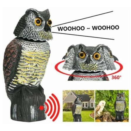 Realistinen linnunpelätin pyörivä pää ääni Pöllö Prowler Syötti Torjunta tuholaistorjunta Linnunpelätin Puutarha Piha Liikkuva..