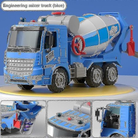 Stor Blandare Tröghetsleksaksbil för Barn, Dumper, Betong Ingenjörsfordon, Cementtanker, Simuleringsmodellbil