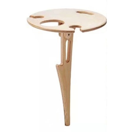 Bärbart hopfällbart vinställ i trä för utomhusbruk, runt bord för trädgård, gräsmatta, picknick