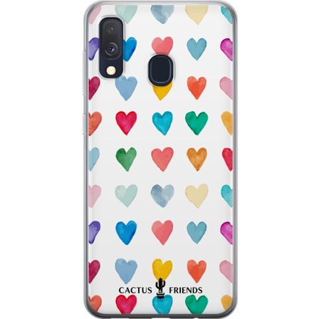 Kompatibel Mobilcover til Samsung Samsung Galaxy A40 Cactus and Friends - Watercolor Love Grid