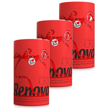 Rød Renova Papirhåndkle 27,4 M 2-Lag 120 Ark 3 Ruller