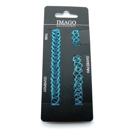 Turkos Stretch Smyckesset - Halsband / Choker, Armband & Ring