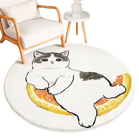 Tegneserie kat rund imitation kashmir gulvtæppe stue badeværelse hjem sofa stort område tæppe skridsikkert gulvtæppe