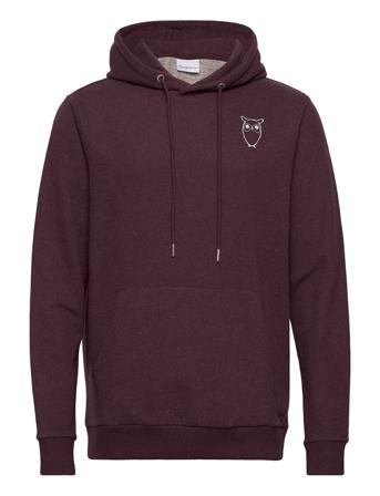 Elm Hood Small Print Owl Sweat - Go Burgundy Knowledge Cotton Apparel