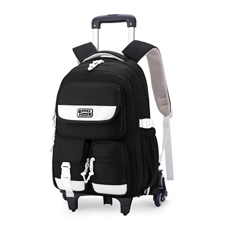 Rygsække til folkeskolen med trolley, studerende rygsæk med hjul til piger, stor kapacitet aftagelig rullerygsæk