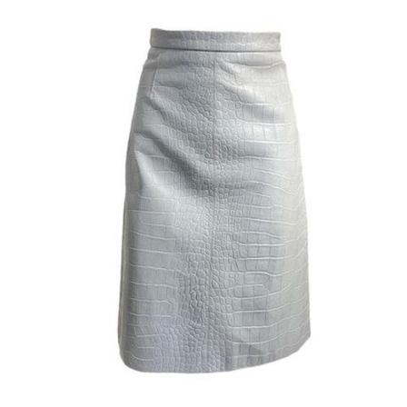 Valentino Vintage Pre-hourd flared Nederdel in pearl gray leather Grå, Dame