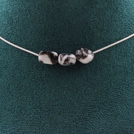 Stenar och mineraler. 3 Zebra Jasper pärlhalsband från Brasilien. Rostfri kedja Halsband för kvinnor, män. Anpassad storlek