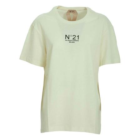 N21, T-Shirt Jersey Cream Beżowy, Kobieta, Rozmiar: XL