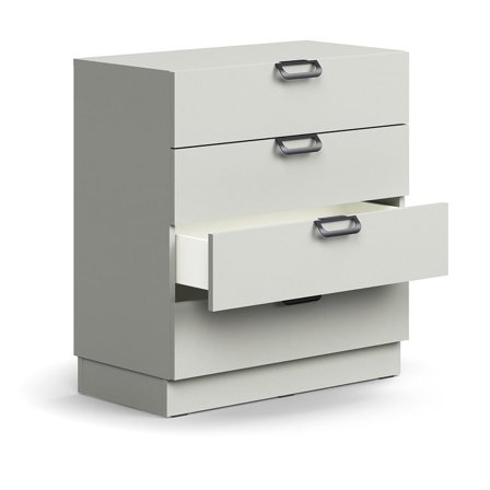Drawer unit QBUS, base frame, open handles, 868x800x420 mm, light grey