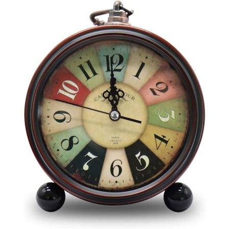 Klassisk Retro Ur, Metal Europæisk Stil Vintage Lydløs Bordur DXGHC