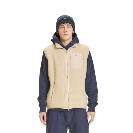 Knowledge Cotton Apparel Men's Elm Teddy Fleece Vest Men lined vests Beige L
