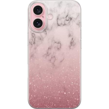 Apple iPhone 16 Gennemsigtig cover Glitter og marmor