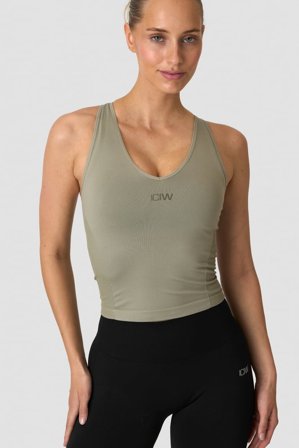 ICANIWILL - Sculpt Seamless V-neck Tank Light Khaki Green- Training tank tops - Damen - ICIW