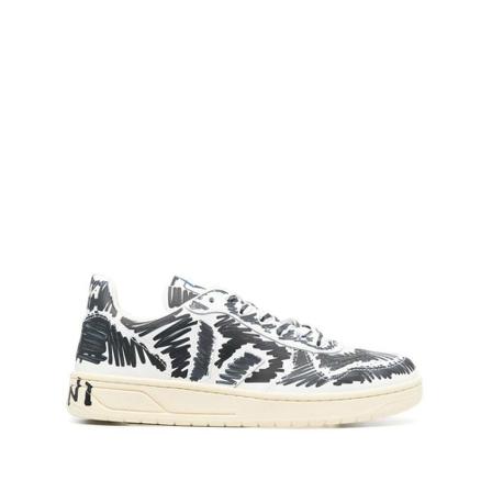 Marni, V-10 Veja x Marni Sneakers Zwart, Dames, Maat:35 EU,leer,print