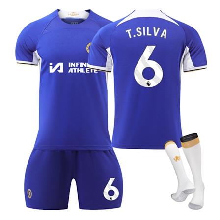 23-24 Uusi Chelsea kotipaita aikuisille ja lapsille sarja NO.6 T.SILVA NO.6 T.SILVA S