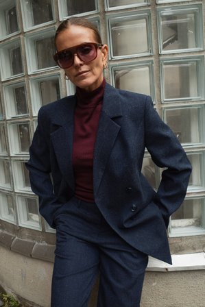 Janka Polliani x NA-KD taillierter Longline-Blazer - Anzüge - Blau - EU 44