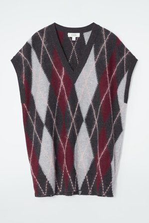 COS Women's Argyle Wool Vest in Grey