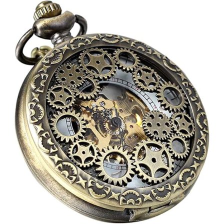 Steampunk Retro Handuppdrag Mekanisk Fickur med Romerska/Arabiska Siffror