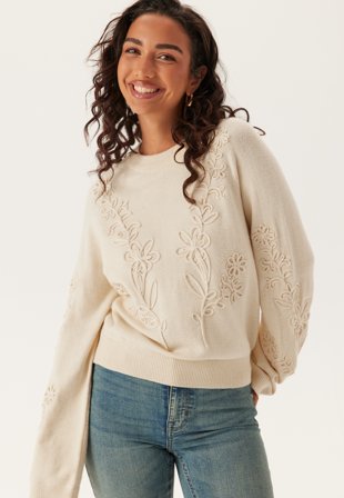 Object Collectors Item - Objlaney Rubin Ls Pullover - Sandshell Detail:Sandshell flo - Kläder - - Bubbleroom