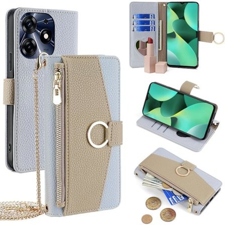 Plånboksfodral - Tecno Spark GO 2023/Pop 7 Pro/Pop 7 - PU Läder - Stötsäkert - Grå