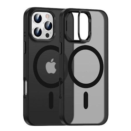Fashion Lens Stativ Magnetiskt Telefonfodral För iPhone 16 15 14 Plus 13 Pro Max För Magsafe Trådlös Laddare Stötsäkert Skydd Svart