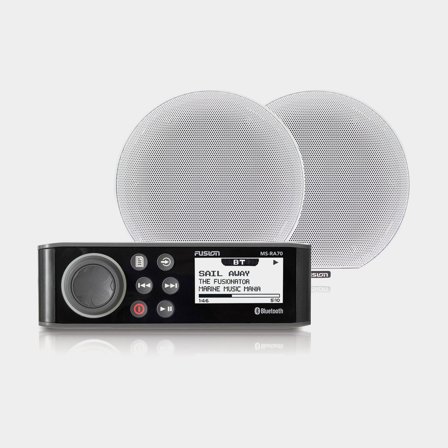 Marinstereopaket Fusion RA70N, 12 V, 200 W, svart + 2 marinhögtalare Fusion Signature Classic 6.5", 230 W