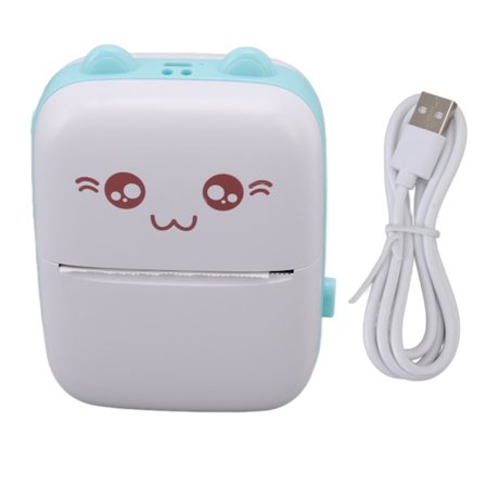 Mini Termisk Bärbar Inlärningskunskaps Skrivare Ficka Skolmaterial Vit Grön