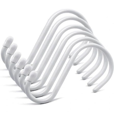 6-pak Stora Vinylbelagte S-Kroge 15 cm Store S-Kroge til Ophængning Kraftige Hvide Skridsikre S-Hængere i Stålmetal til Ophængning af Planter Lam...