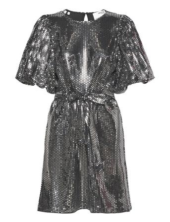 Slfsandy 3/4 Short O-Neck Dress B Kort Klänning Grå Selected Femme