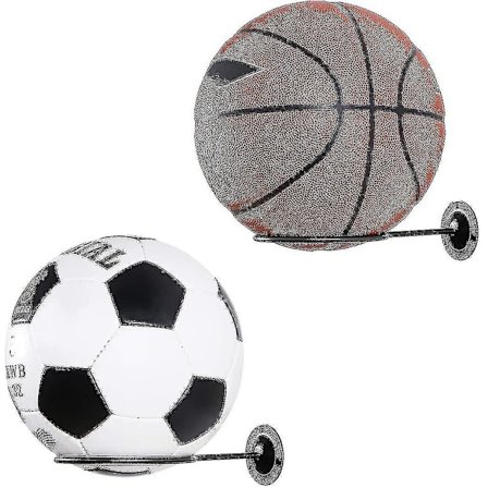 Veggmontert ballstativ 2 stk ballstativ plassbesparende veggmontert displayoppbevaring fotball soveromstilbehør (svart)