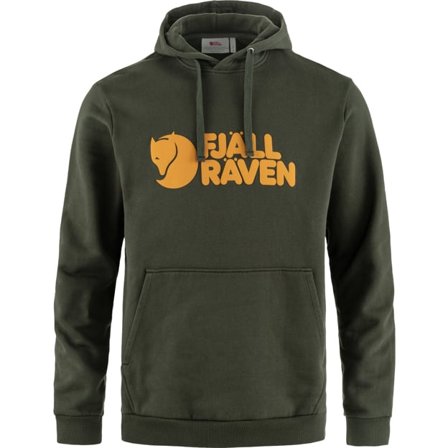 Fjällräven Men's Logo Hoodie Jacket in Deep Forest | Size: XS, Organic Cotton