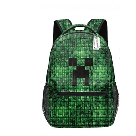 Kompatibel Minecraft Ryggsäck för Pojkar Svart Skolryggsäck Barn Grön Creeper Zombie Skelett Enderman Grottspindel RR