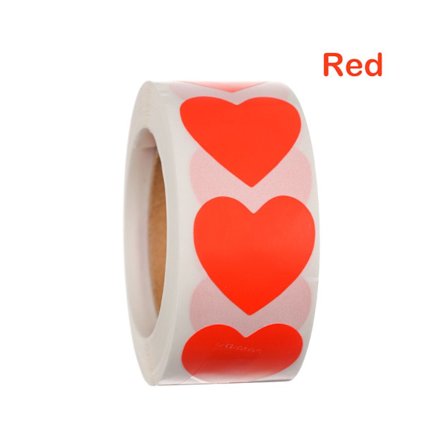 500 st Love Heart Shaped Seal Labels Sticker RÖD