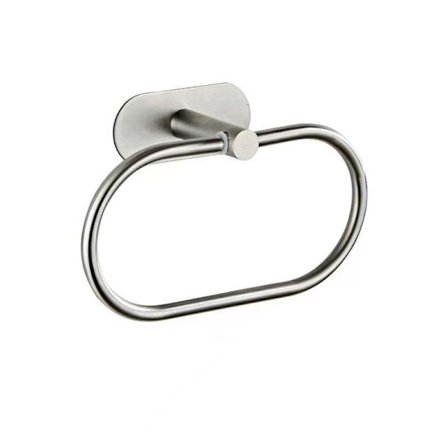 Stansfri handduksring (silver), rund handduksstång, modern stil
