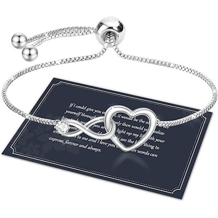 Infinity Armbånd for Kvinner, Sølvarmbånd for Kvinner Infinity Armbånd Sølvsmykker for Kvinner, Justerbare Sølvarmbånd for Damer