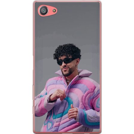 Yhteensopiva Puhelinkuori Sony Xperia Z5 Compact Värikäs kuvaus surullisesta sydämestä rannalla palmujen, delfiinien ja auringonlaskun kanssa retro-ta