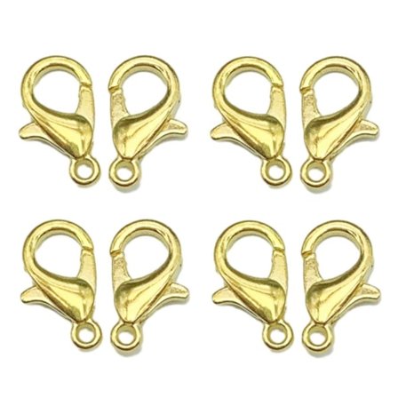 100st Lobster Spännen Armband Anslutningar Krokar IMITATION GULD