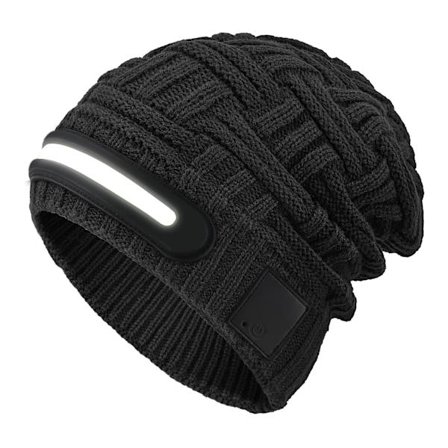 LED-mössa med ljus, USB-uppladdningsbar handsfree-pannlampsmössa (vitt ljus)