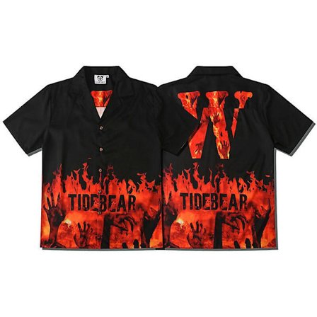 Løse skjorter med flammegrafik til mænd, kvinder og teenagere