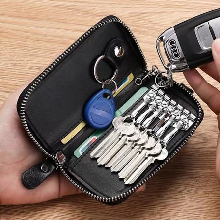 1 Lädernyckelväska, Lädernyckelhållare Pung Bilnyckelhållare Myntväska