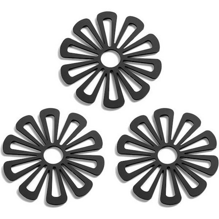 3-pak Silikone Grydelapper, Skridsikre Varmebestandige til Bordplader, Borde og Gryder, Sort