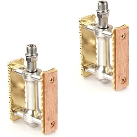 Cykelpedaler Set, Vintage Cykelpedaler, Trä Aluminium Halkfria Cykelpedaler, Par Klassiska Pedaler, Guld