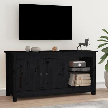 Vidaxl Tv-bänk Svart 103x36,5x52 Cm Massiv Furu Svart
