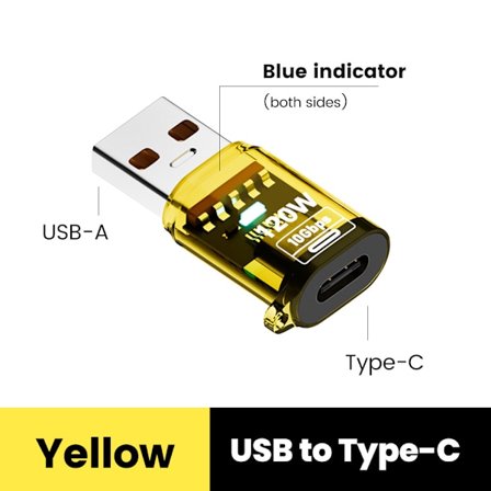 10 Gbps USB A Hona till USB C Hane Adapter 1-Pack, 120W USB A Hane till Typ C Hona, OTG-omvandlare för Telefon, Laptop Laddning och Dataöverföring