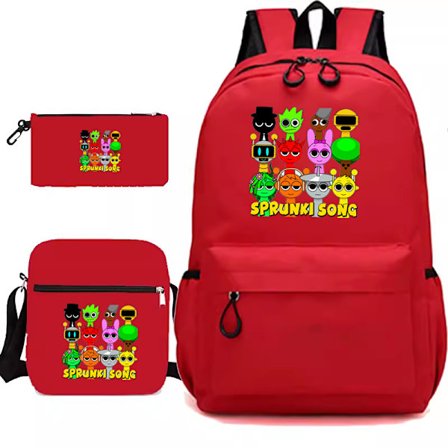 Sprunki 3-delt sett Ryggsekk Mochila Barnevesker med Kapasitet