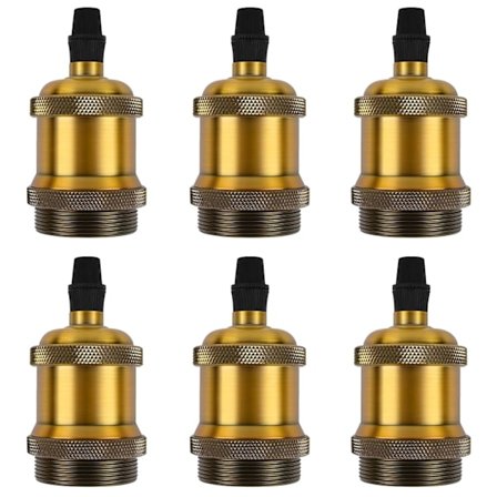 Vintage E27 Pærefatningssæt (6 stk.), Aluminiumspærefatninger, Retro Edison Fatninger til Loftslamper og Væglamper